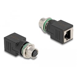 Delock M12 Adapter A-kodiert 8 Pin Buchse zu RJ45 Buchse gerade