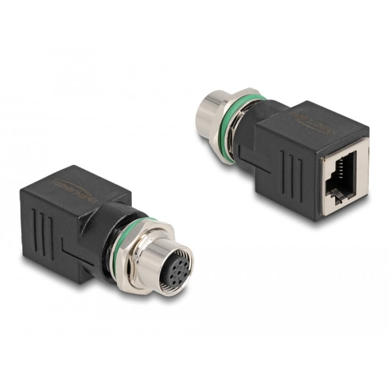 DeLOCK M12 Adapter A-coded 8 pin female to RJ45 jack straight