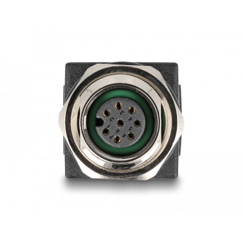 DeLOCK M12 Adapter A-coded 8 pin female to RJ45 jack straight