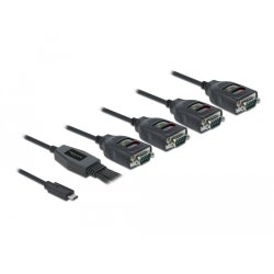 Delock Adapter USB Type-C™ zu 4 x Seriell RS-232 DB9 mit 15 kV ESD Schutz