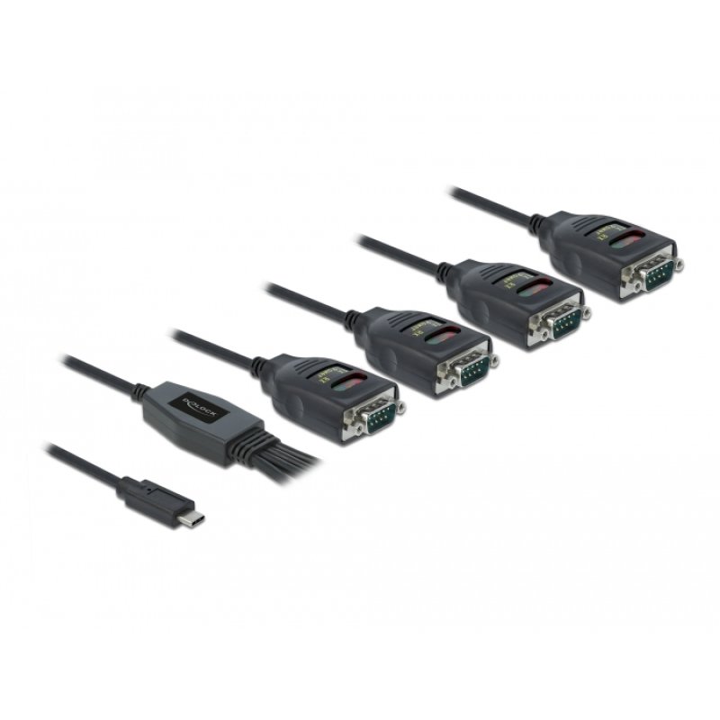 DeLOCK Adapter USB Type-C to 4 x Serial RS-232 DB9 with 15 kV ESD protection