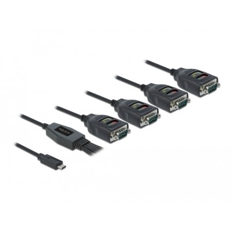 DeLOCK Adapter USB Type-C to 4 x Serial RS-232 DB9 with 15 kV ESD protection