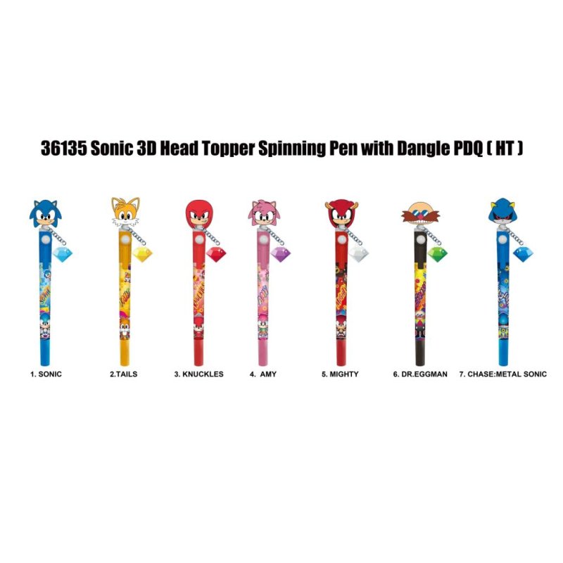 SONIC - Stylo rotatif 3D Head Topper (Display de 12 pcs)
