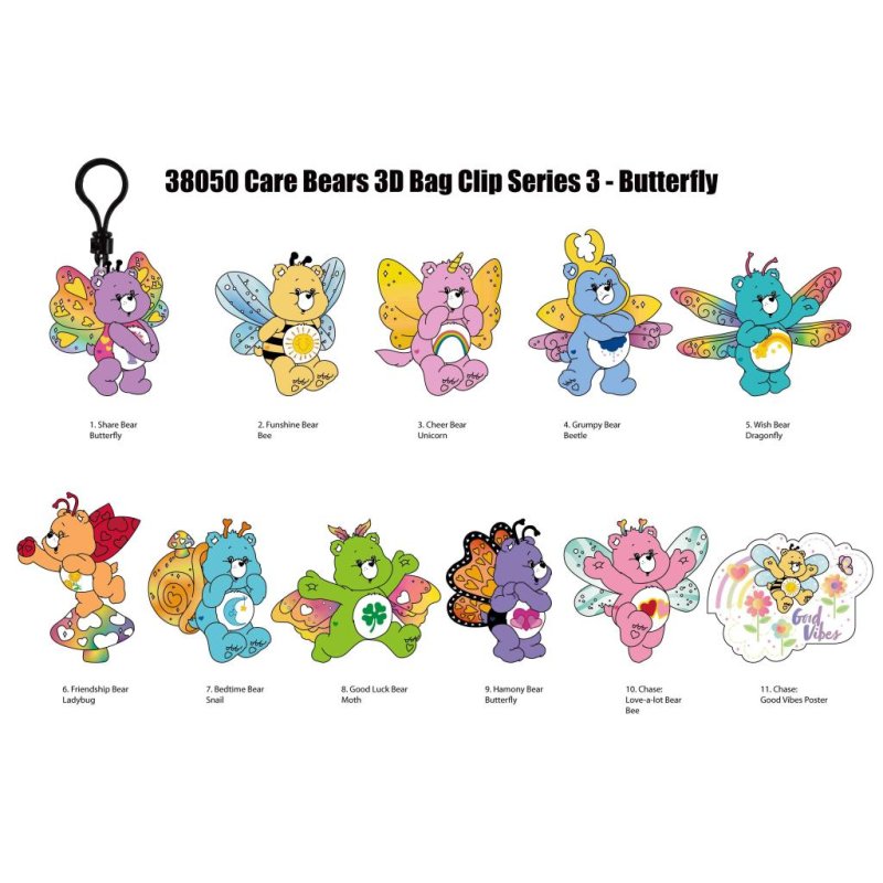 LES BISOUNOURS - Series 3 - 3D Foam Bag Clip (Display 24 Pcs)