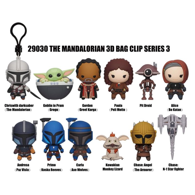 STAR WARS MANDALORIAN - Series 3 - 3D Foam Bag Clip (Display 24 Pcs)