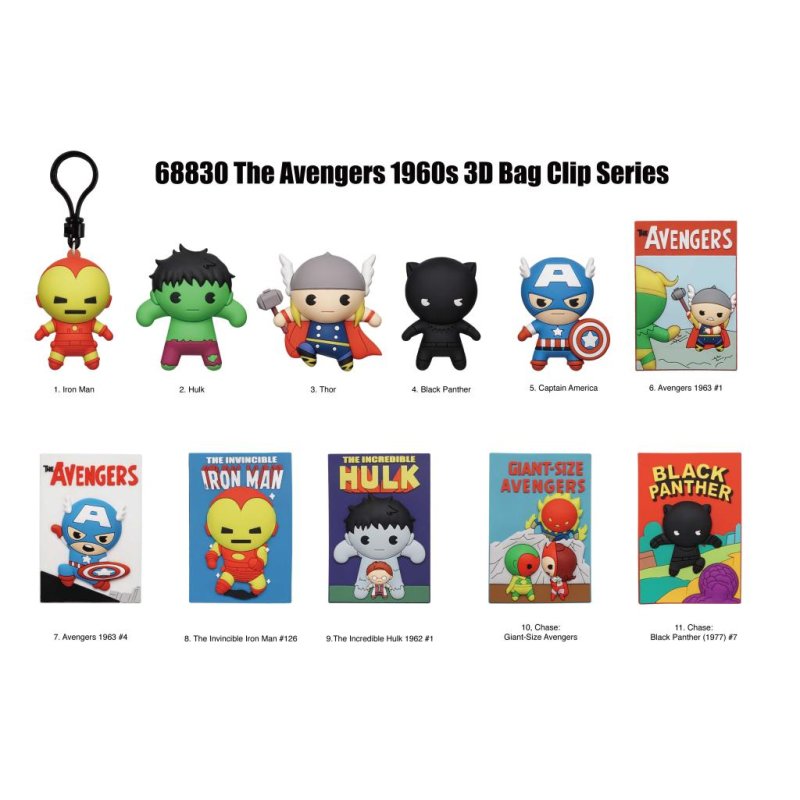 AVENGERS 60TH COMIC - Series 1 - 3D Foam Bag Clip (Display 24 Pcs)