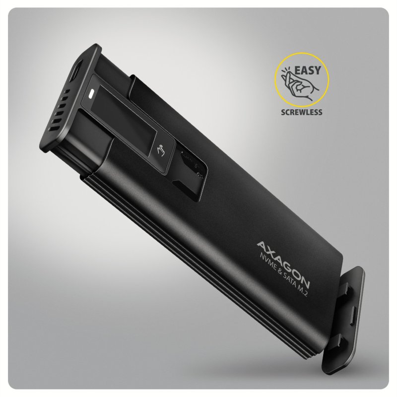 Axagon EEM2-SD2B Boîtier de disques de stockage Enceinte ssd Noir M.2