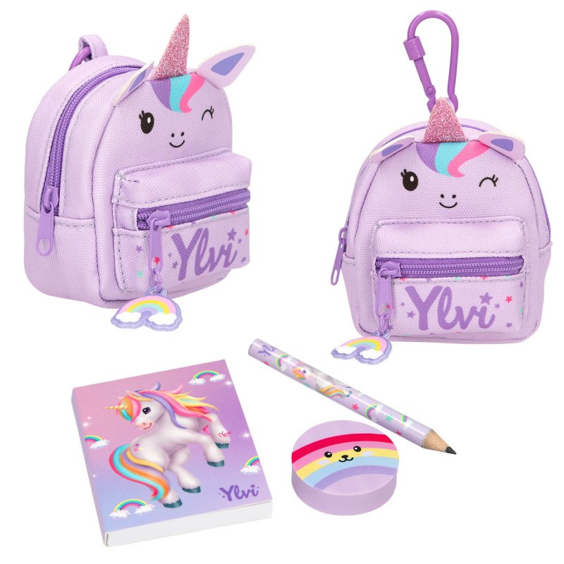 Ylvi - Stationery Backpack Unicorn - Pink and Purple - Mini