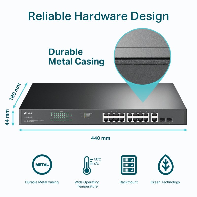 TP-Link 18-Port Gigabit Rackmount Switch with 16 PoE 