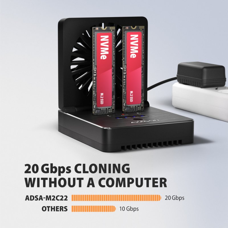 Axagon ADSA-M2C22 Station d'accueil de disques de stockage USB 3.2 Gen 2x2 Type-C Noir