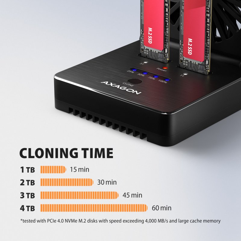 Axagon ADSA-M2C22 Station d'accueil de disques de stockage USB 3.2 Gen 2x2 Type-C Noir