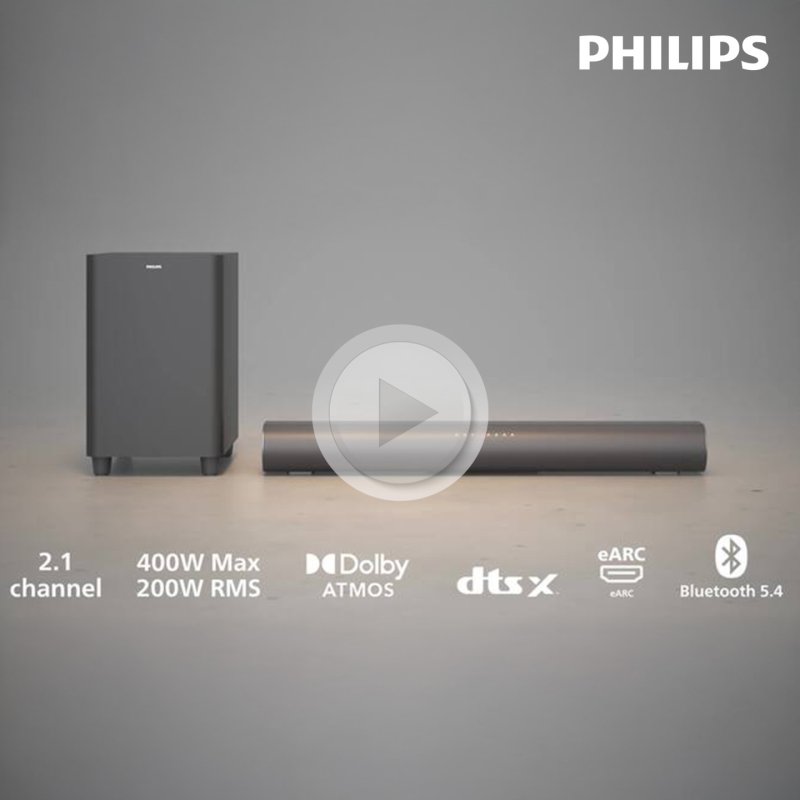 Philips TAB6100/10 haut-parleur soundbar Gris 2.1 canaux 80 W