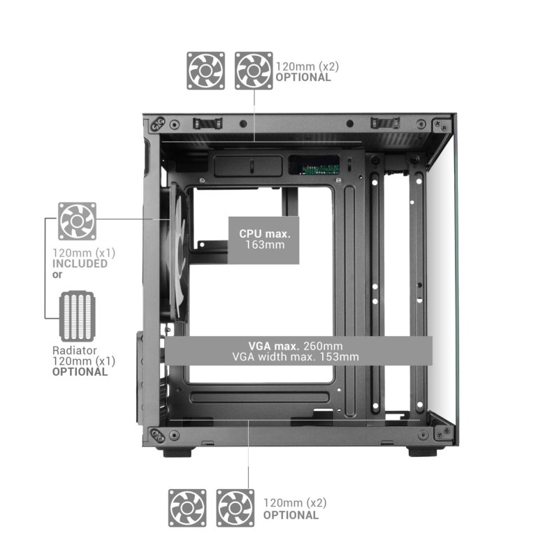 Mars Gaming MC-CUBE unité centrale Mini Tower Noir