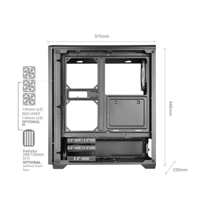 Mars Gaming MCQUANTUM unité centrale Midi Tower Noir
