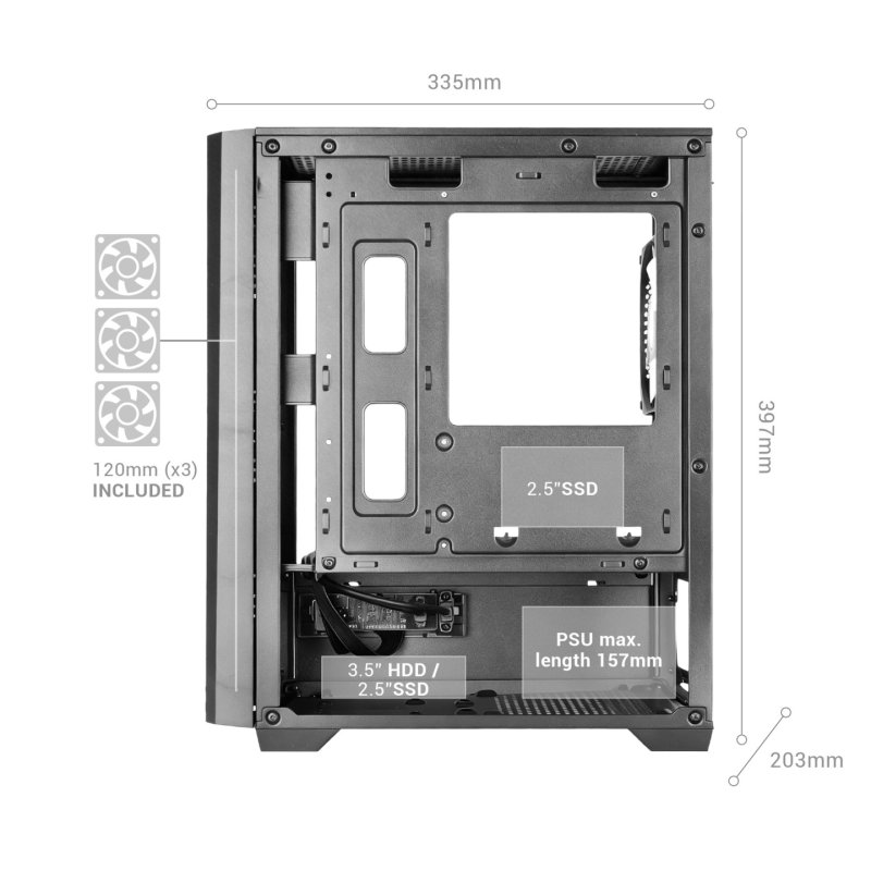 Mars Gaming MCVECTOR unité centrale Mini Tower Noir