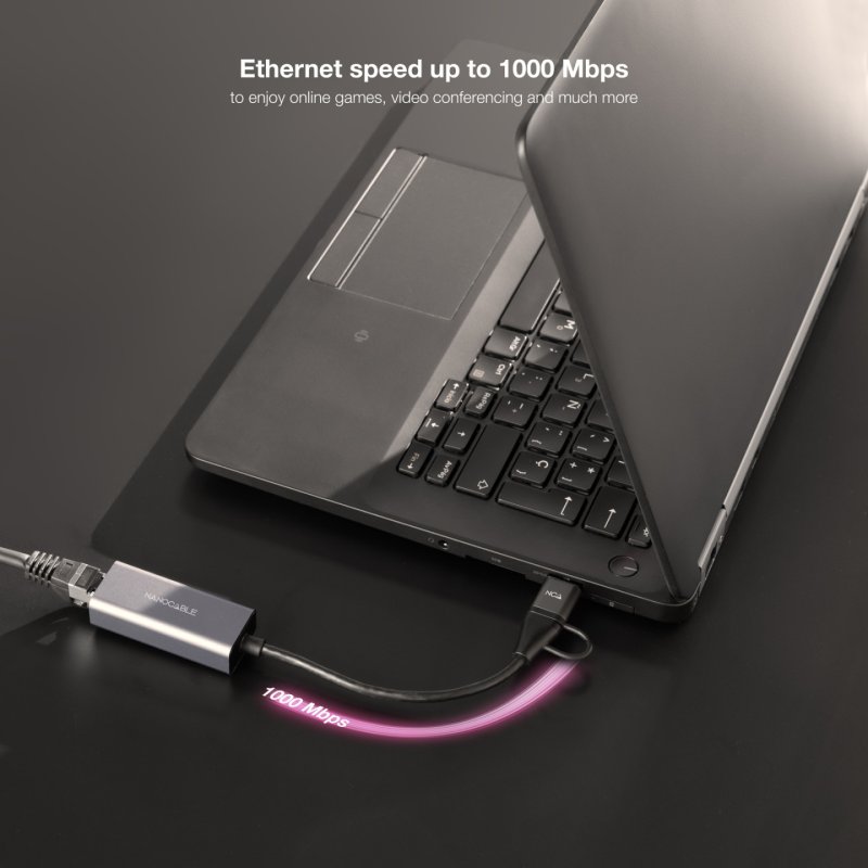 Nanocable Convertisseur USB-C USB-A/M 3.0 vers Ethernet