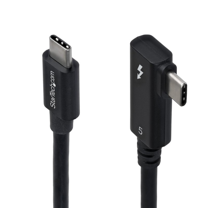 StarTech.com 2.6ft (80cm) Right Angle Thunderbolt 5 Cable, 80Gbps/Up to 120Gbps, 240W PD, 8K 60Hz, Certified