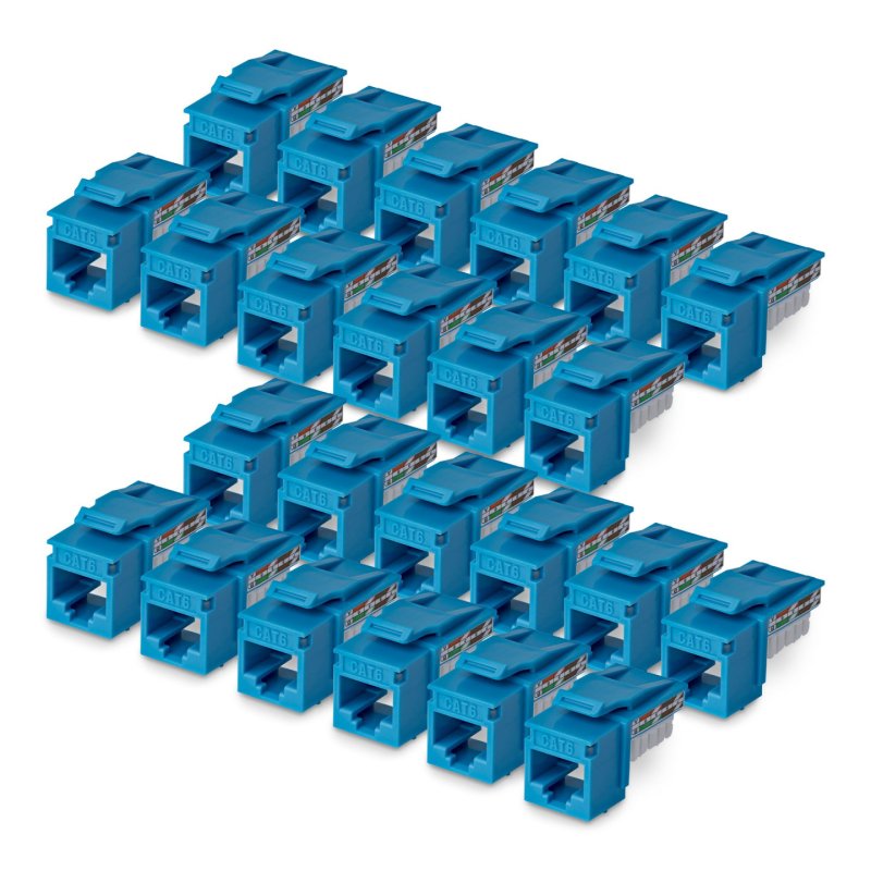 StarTech.com Cat6 Keystone Jack, 24-Pack RJ45 Ethernet Keystone Jacks, UTP Cat6 Wall Jack, 90-Degree 110 Punch Down,