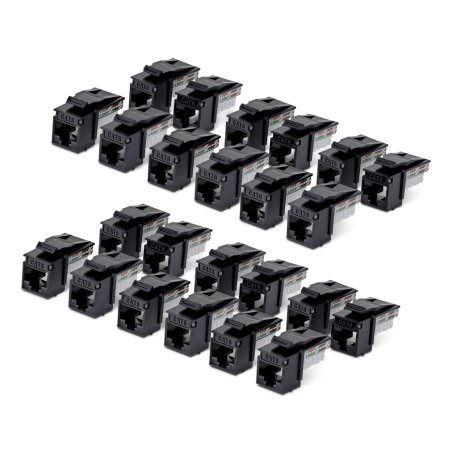 StarTech.com Cat6 Keystone Jack, 24-Pack RJ45 Ethernet Keystone Jacks, UTP Cat6 Wall Jack, 90-Degree 110 Punch Down,