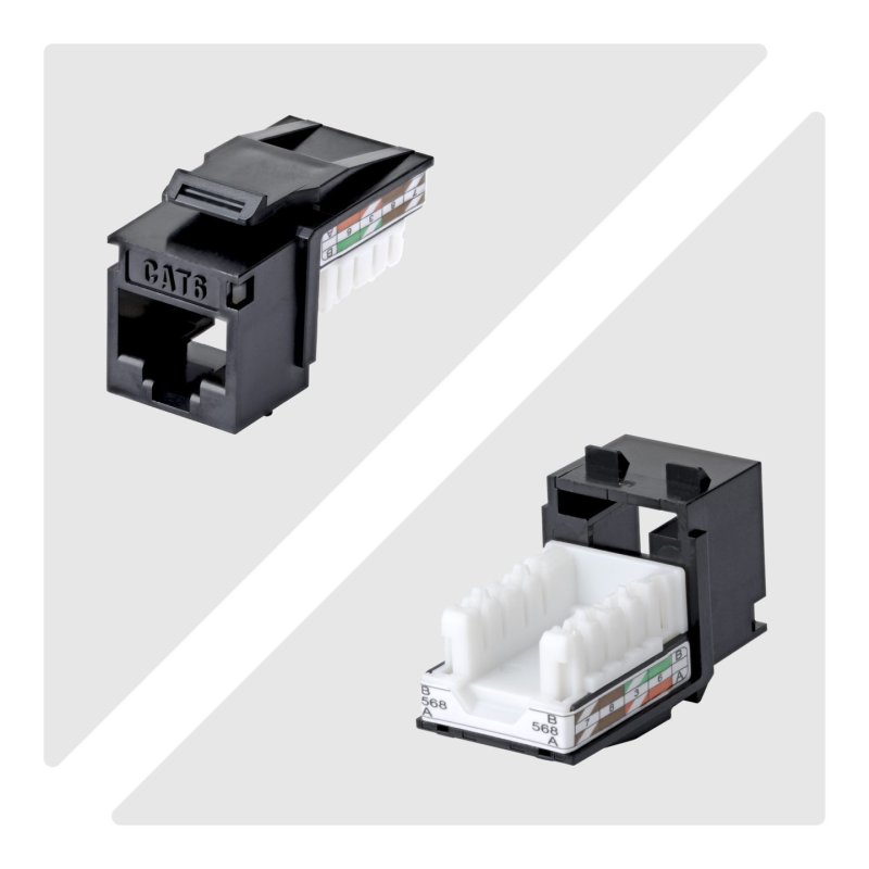 StarTech.com Cat6 Keystone Jack, 24-Pack RJ45 Ethernet Keystone Jacks, UTP Cat6 Wall Jack, 90-Degree 110 Punch Down,