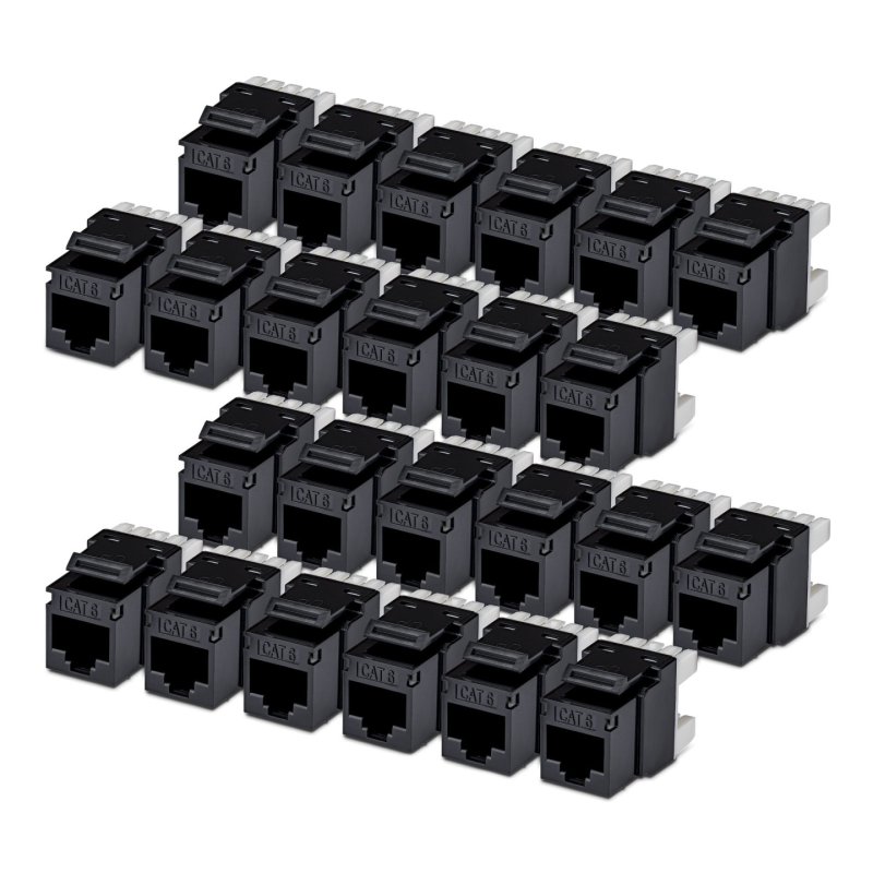StarTech.com Cat6 Keystone Jack, 24-Pack RJ45 Ethernet Keystone Jacks, UTP Cat6 Wall Jack, 180-Degree 110 Punch Down,