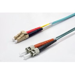 0.5m LC-UPC/ST-UPC 50/125 OM3 2.0mm LS0H aqua zip cord