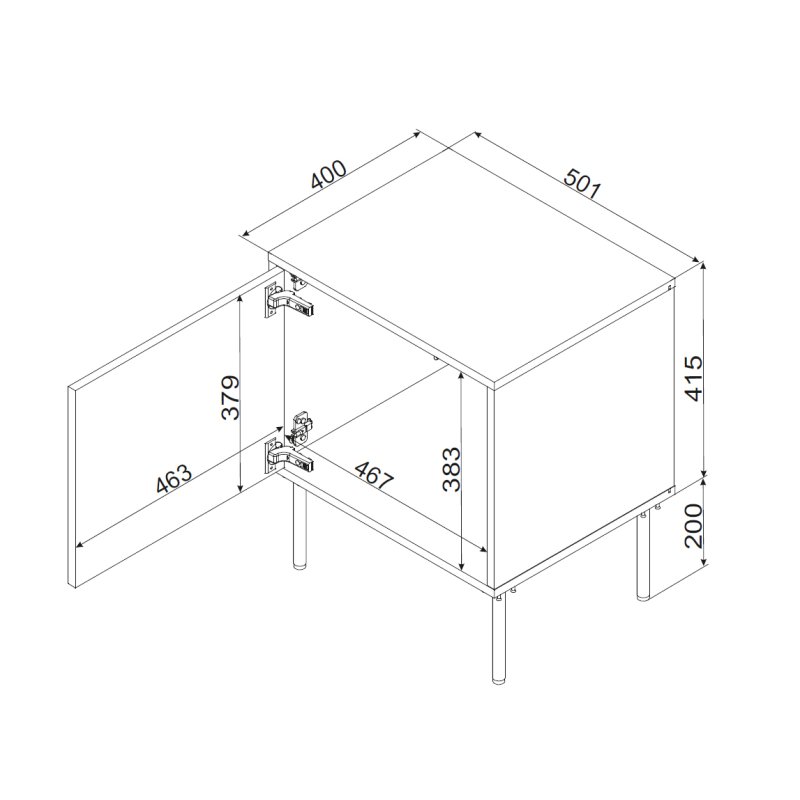 Cama Bedside cabinet, 2 pcs. INSERTO 50x40x61.5 cashmere LED