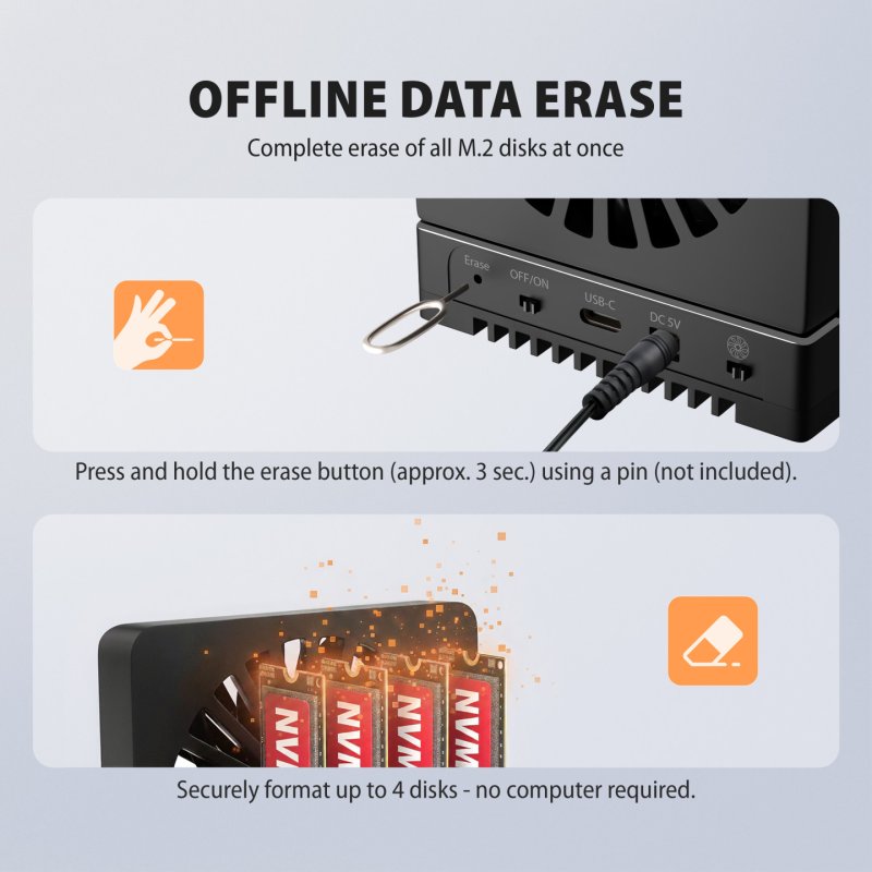 AXAGON ADSA-M2C44 Docking Station, USB4, für M.2-NVMe-SSDs - schwarz