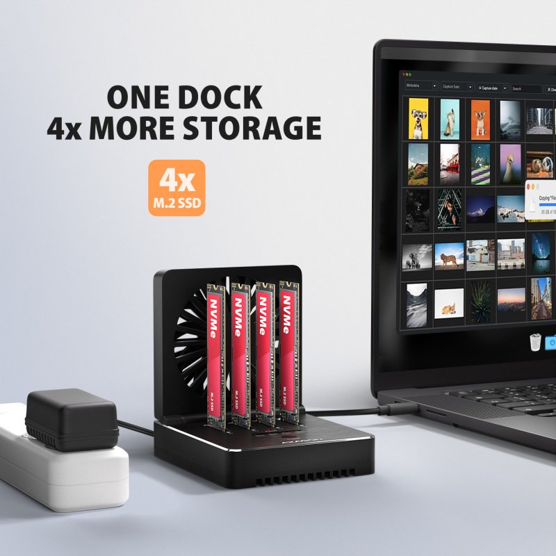 AXAGON ADSA-M2C44 Docking Station, USB4, für M.2-NVMe-SSDs - schwarz