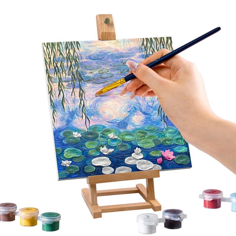 Peinture 3D en résine DIY - Nénuphars - 34x34cm