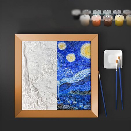 Peinture 3D en résine DIY - La Nuit Etoilée - 34x34cm