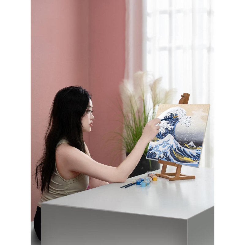 Peinture 3D en résine DIY - Grande vague Kanagawa - 34x34cm