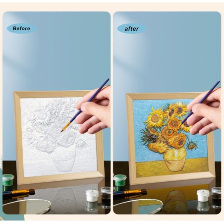 Peinture 3D en résine DIY - Tournesol - 34x34cm