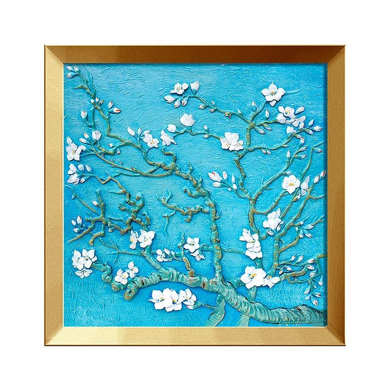 Peinture 3D en résine DIY - Fleur d'abricotier - 34x34cm