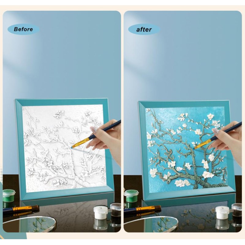 Peinture 3D en résine DIY - Fleur d'abricotier - 34x34cm