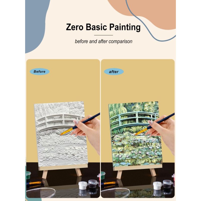 Peinture 3D en résine DIY - L'étang aux nénuphars - 13.5x10cm