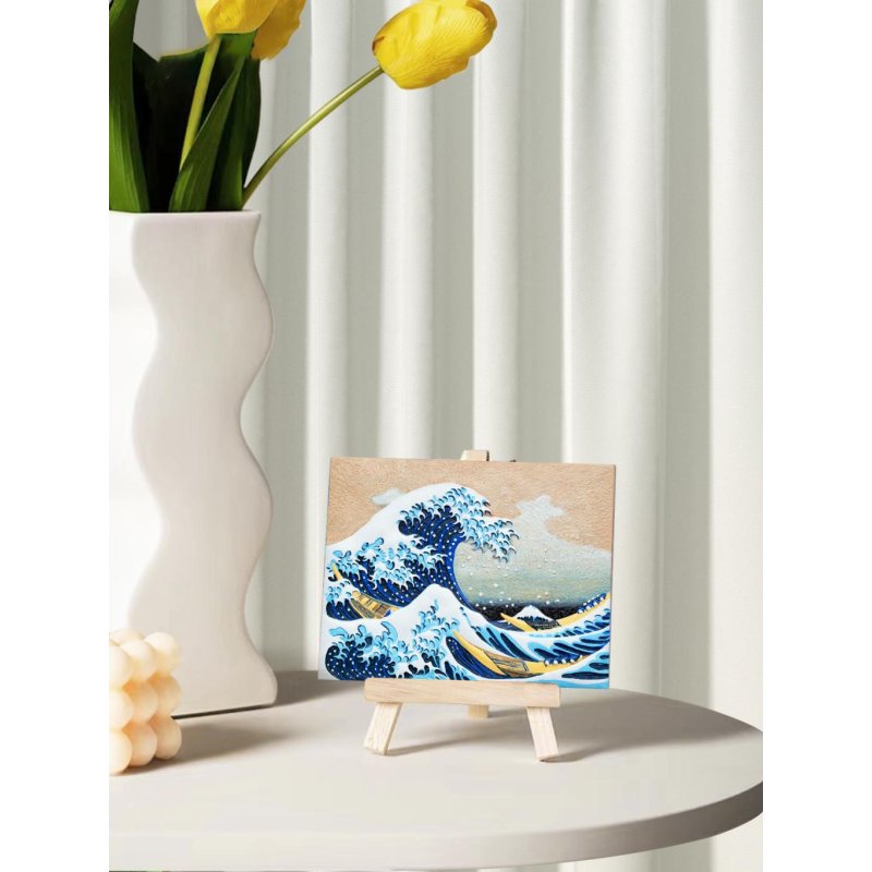 Peinture 3D en résine DIY - Grande Vague de Kanagawa - 13.5x10cm