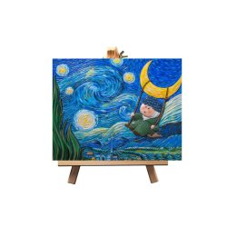 Peinture 3D en résine DIY-Se balancer sous le ciel etoilée -13.5x10cm