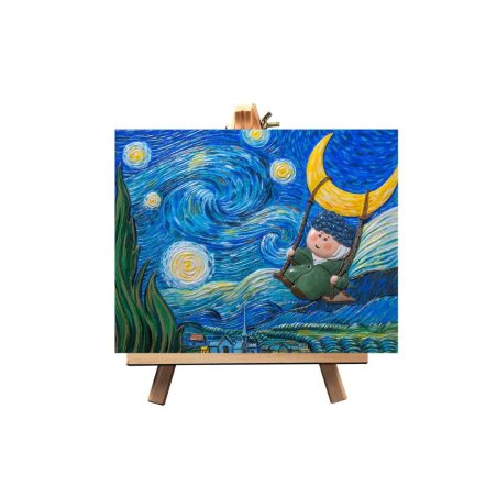 Peinture 3D en résine DIY-Se balancer sous le ciel etoilée -13.5x10cm
