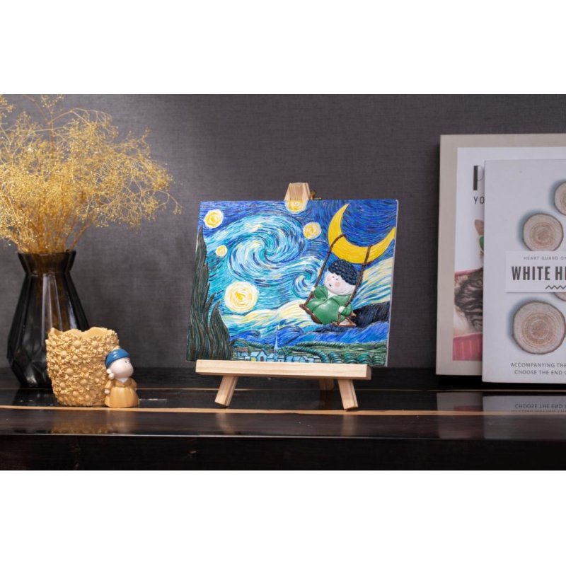 Peinture 3D en résine DIY-Se balancer sous le ciel etoilée -13.5x10cm
