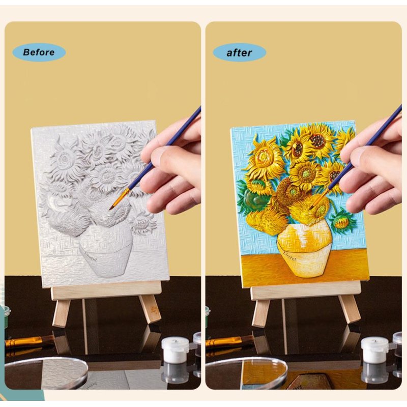 Peinture 3D en résine DIY - Tournesol - 13.5x10cm