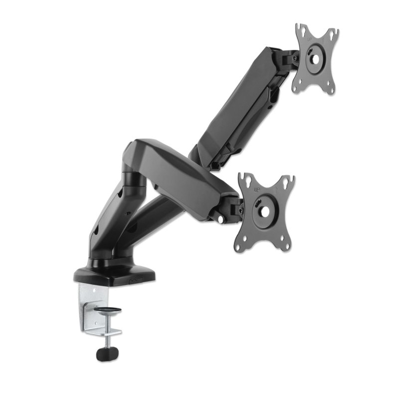 Manhattan Dual Desk Mount for TV & Monitors (Full Motion Spring), For screens 10" to 27", C-Clamp or Grommet