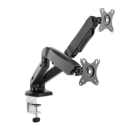 Manhattan Support de bureau double pour TV/moniteurs (bras à ressort à Bras articulé), écrans 10" à 27", fixation