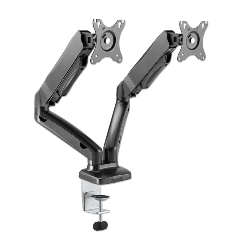Manhattan Dual Desk Mount for TV & Monitors (Full Motion Spring), For screens 10" to 27", C-Clamp or Grommet
