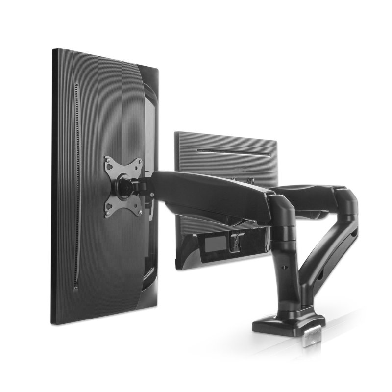 Manhattan Dual Desk Mount for TV & Monitors (Full Motion Spring), For screens 10" to 27", C-Clamp or Grommet