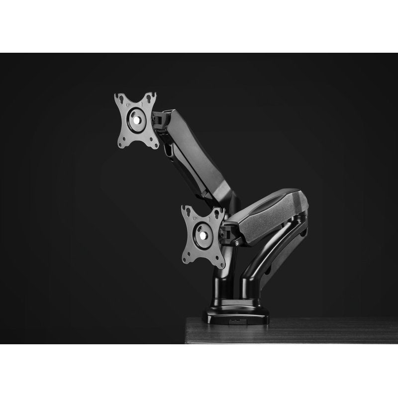 Manhattan Support de bureau double pour TV/moniteurs (bras à ressort à Bras articulé), écrans 10" à 27", fixation