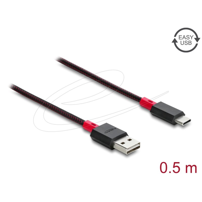 DeLOCK 81541 USB cable USB 2.0 0.5 m USB A USB C Red, Black