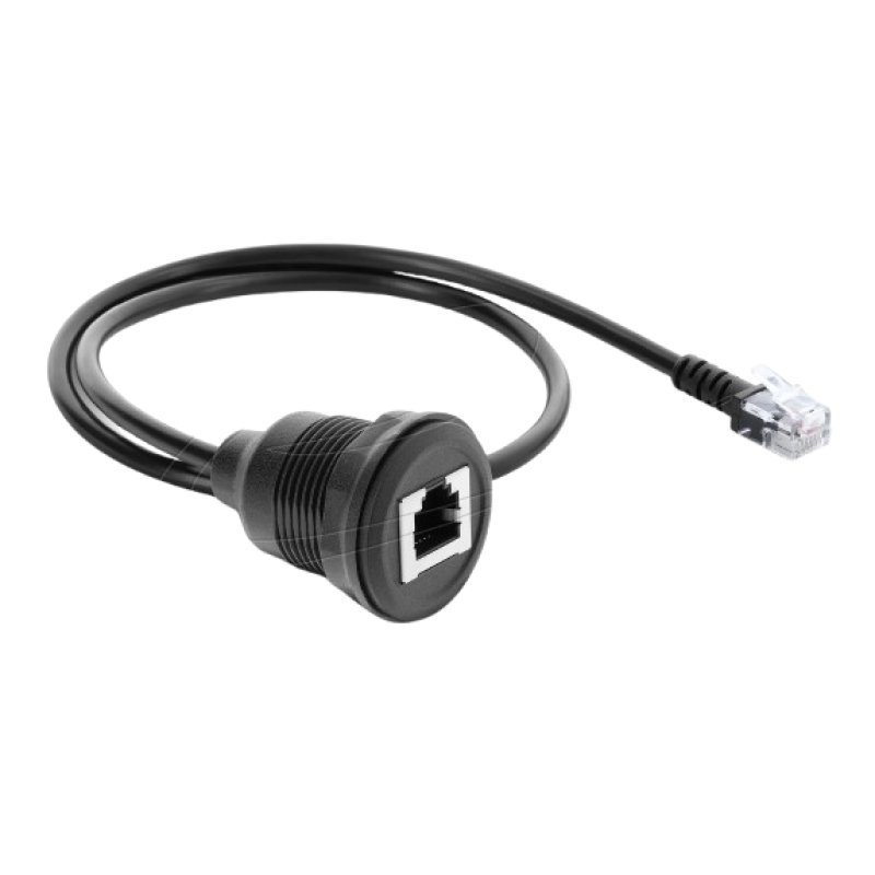 Delock Kabel RJ12 Stecker zu RJ12 Buchse zum Einbau 50 cm schwarz