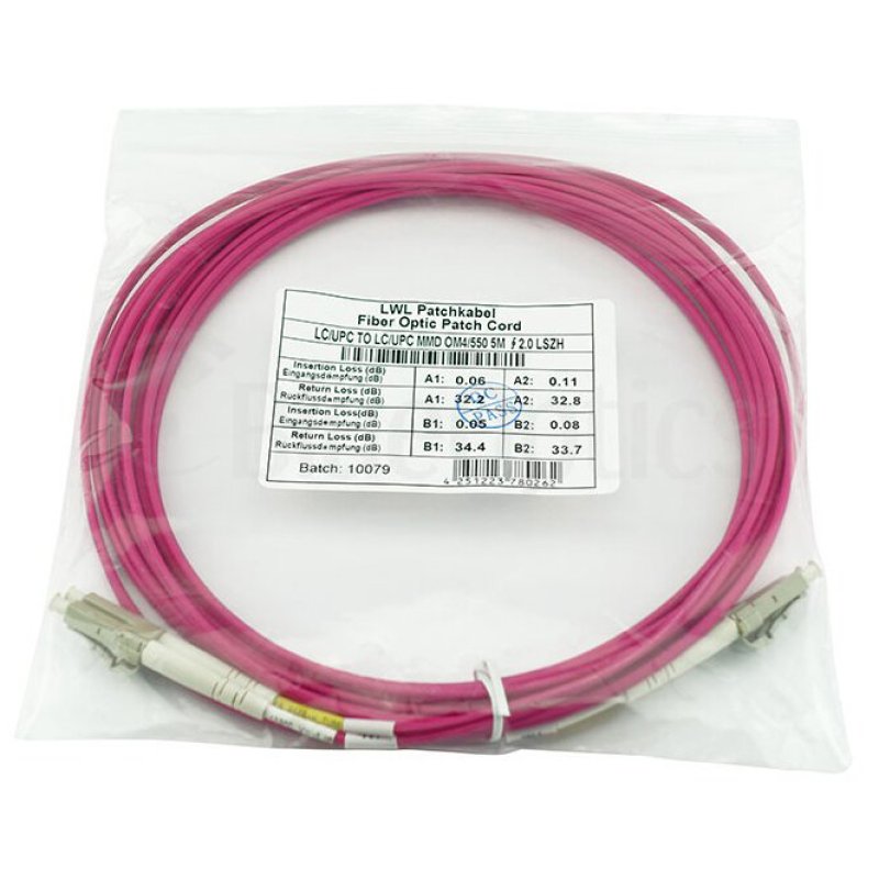 BlueOptics LWL Patchkabel LC / LC MM OM4 magenta 5,0m