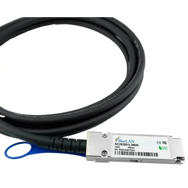 BlueOptics QSFP28-DAC-1M-SS câble InfiniBand et à fibres optiques Noir